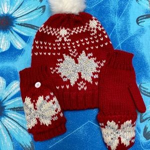 Hand made mittens and hat